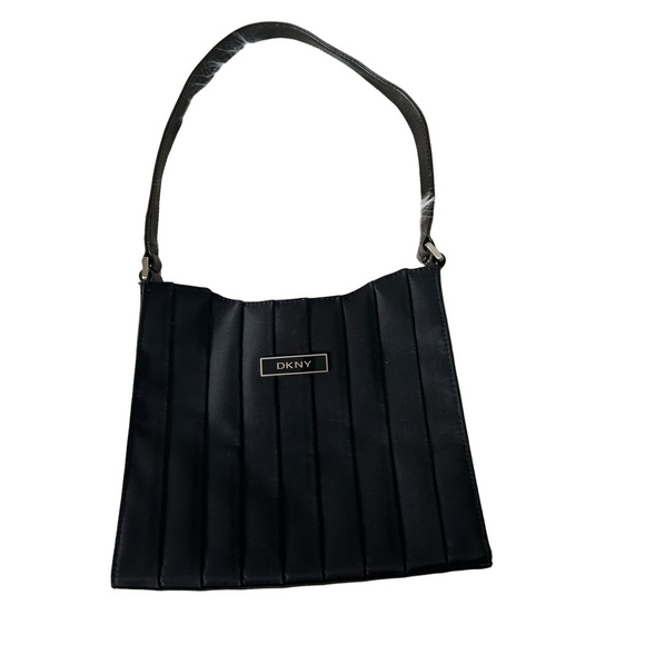 DKNY Black Pleated Shoulder Bag with Sleek Design - Picture 1 of 8